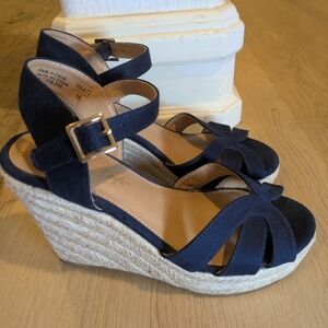 Original Retro American Eagle Navy Wedge Sandals